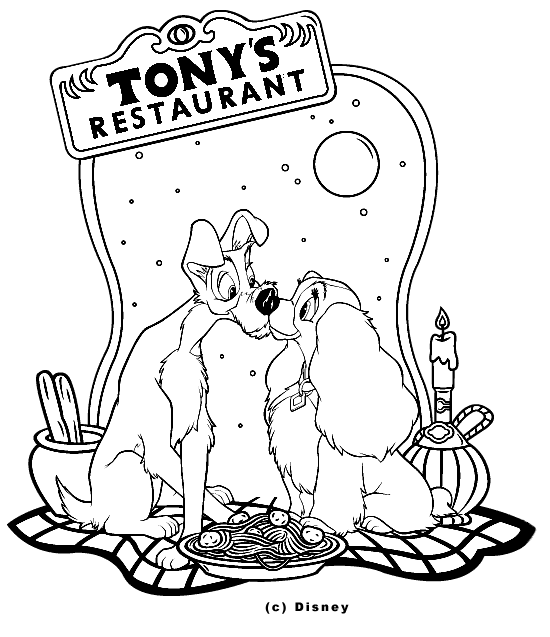 Coloring page: Lady and the Tramp (Animation Movies) #133339 - Free Printable Coloring Pages