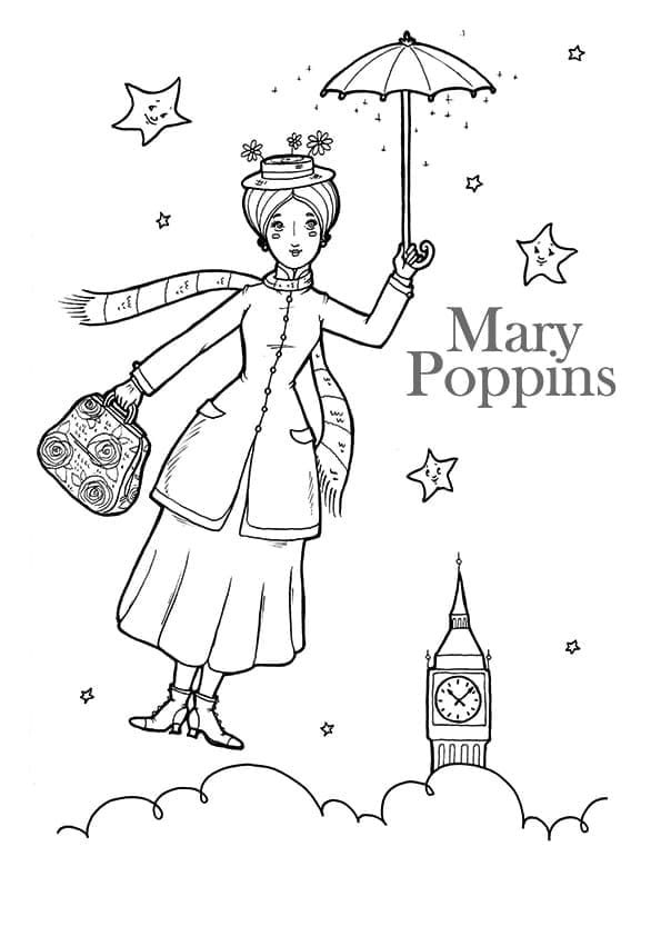 Coloring page: Mary Poppins (Animation Movies) #204823 - Free Printable Coloring Pages