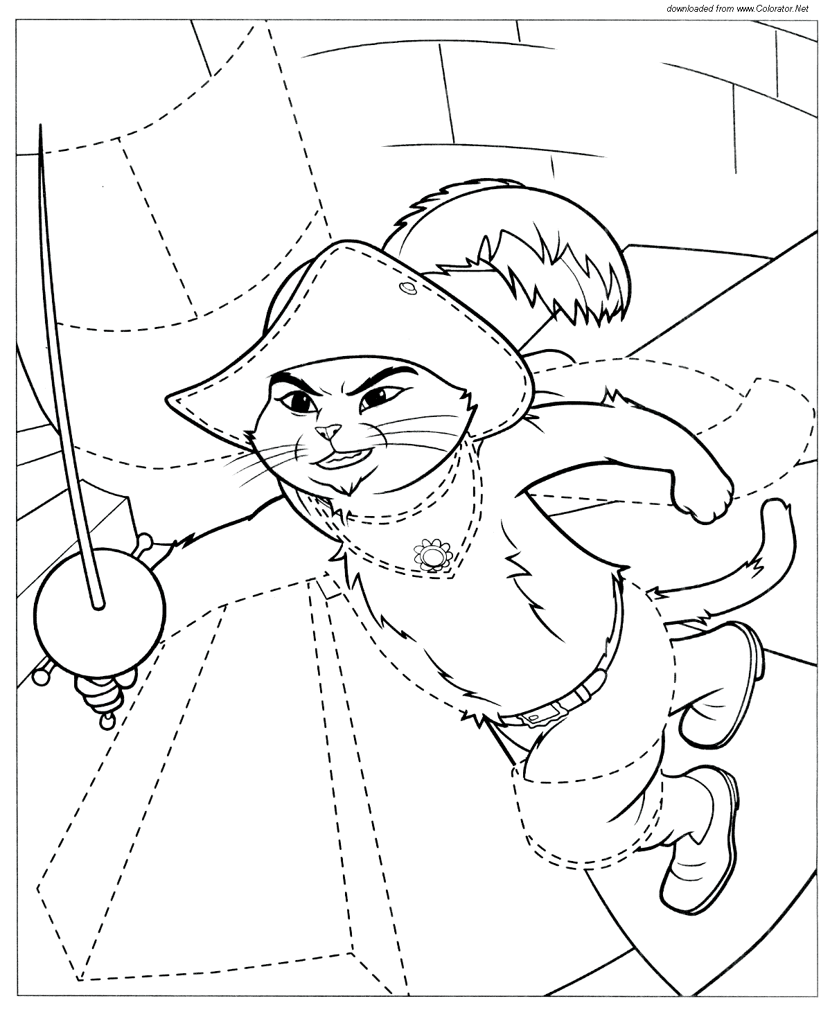 Coloring page: Puss in Boots (Animation Movies) #170617 - Free Printable Coloring Pages