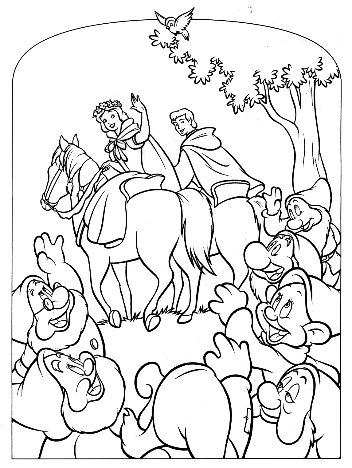 free snowhite print out coloring pages