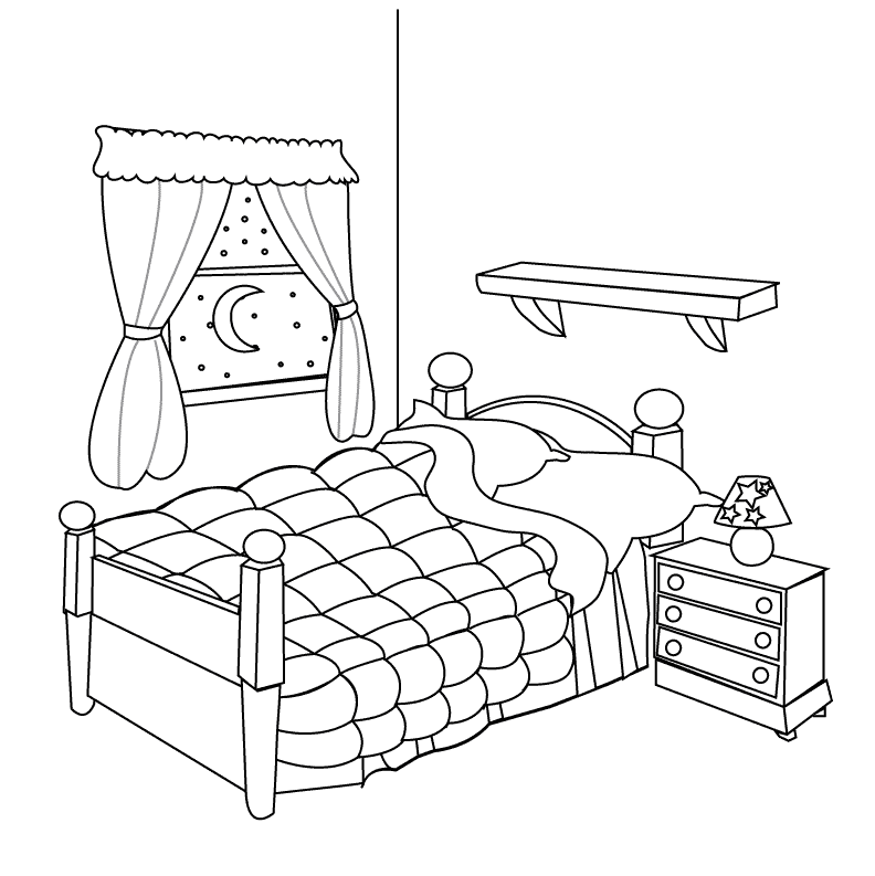 Coloring page: Bedroom (Buildings and Architecture) #63373 - Free Printable Coloring Pages