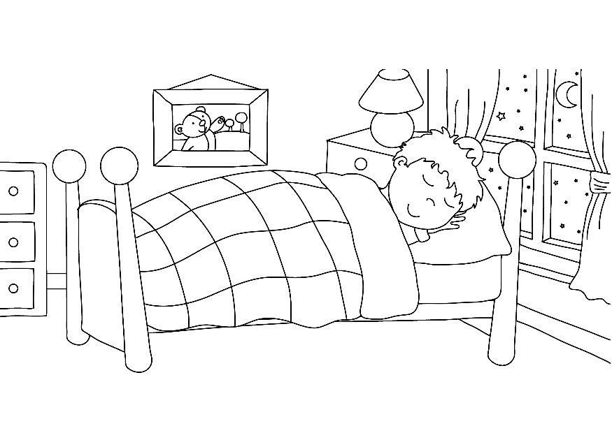 Coloring page: Bedroom (Buildings and Architecture) #63382 - Printable coloring pages
