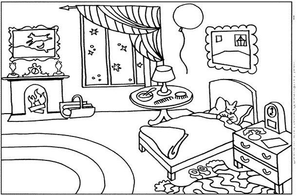 Coloring page: Bedroom (Buildings and Architecture) #63400 - Free Printable Coloring Pages