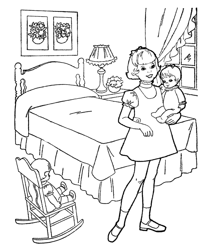 Coloring page: Bedroom (Buildings and Architecture) #63415 - Free Printable Coloring Pages