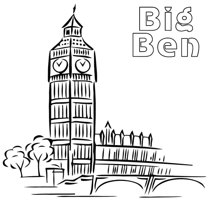 Free printable Big Ben coloring page #184902 from Buildings and Architecture collection