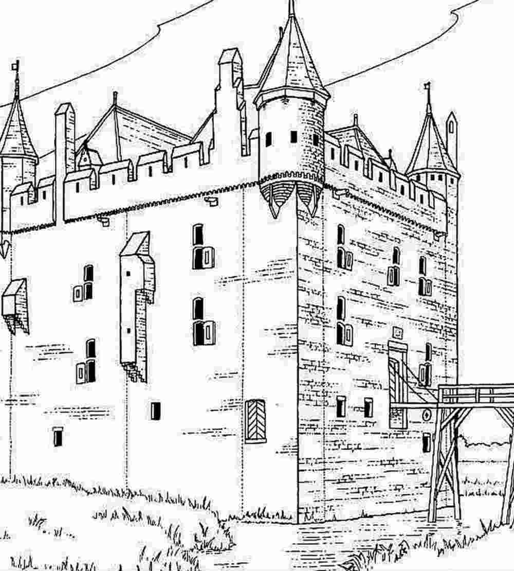 Средневековый замок 4 класс. Замок крепость Тауэр романский стиль. Раскраска замок. Замок рисунок карандашом. Средневековый замок.