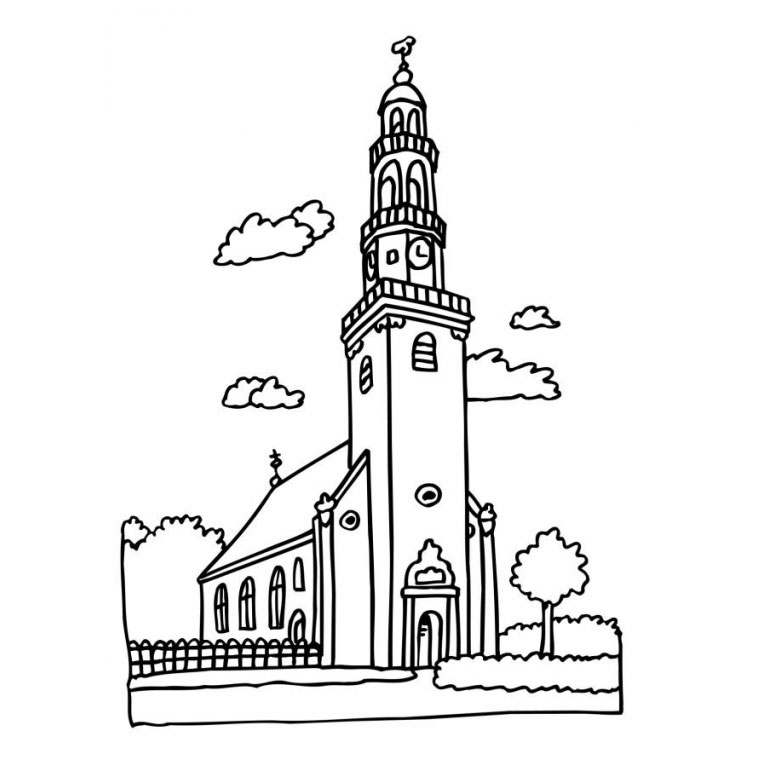 Coloring page: Church (Buildings and Architecture) #64152 - Free Printable Coloring Pages