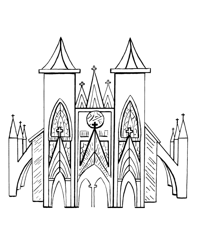 Coloring page: Church (Buildings and Architecture) #64263 - Free Printable Coloring Pages