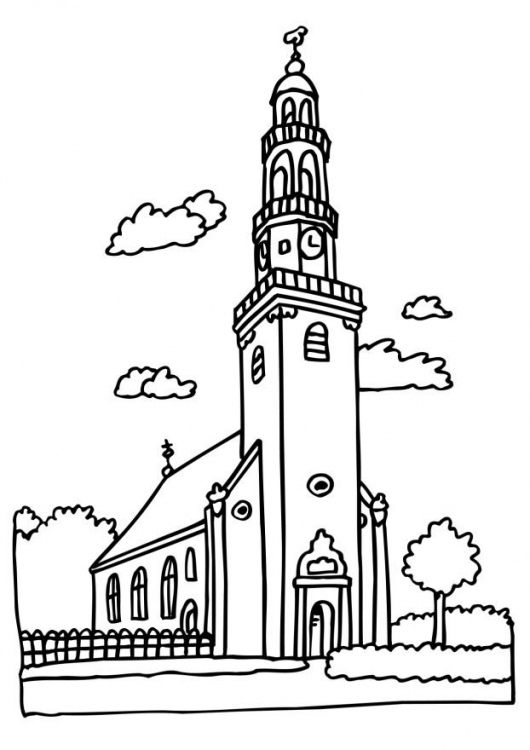 Coloring page: Church (Buildings and Architecture) #64389 - Free Printable Coloring Pages