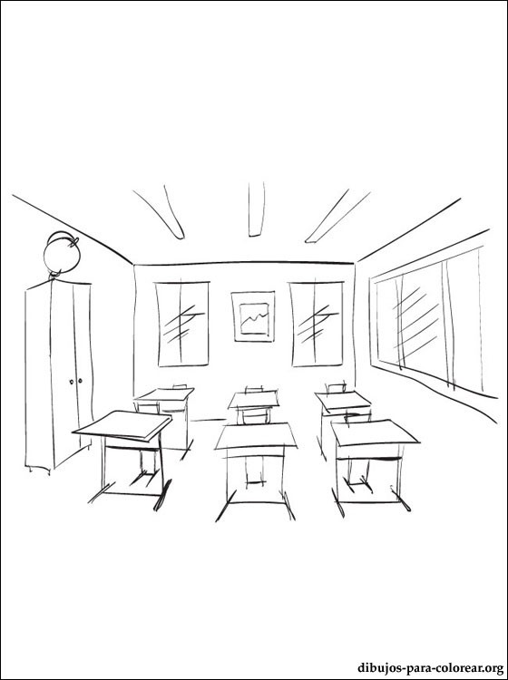 Classroom graphic black white school interior sketch illustration vector  Stock Vector | Adobe Stock