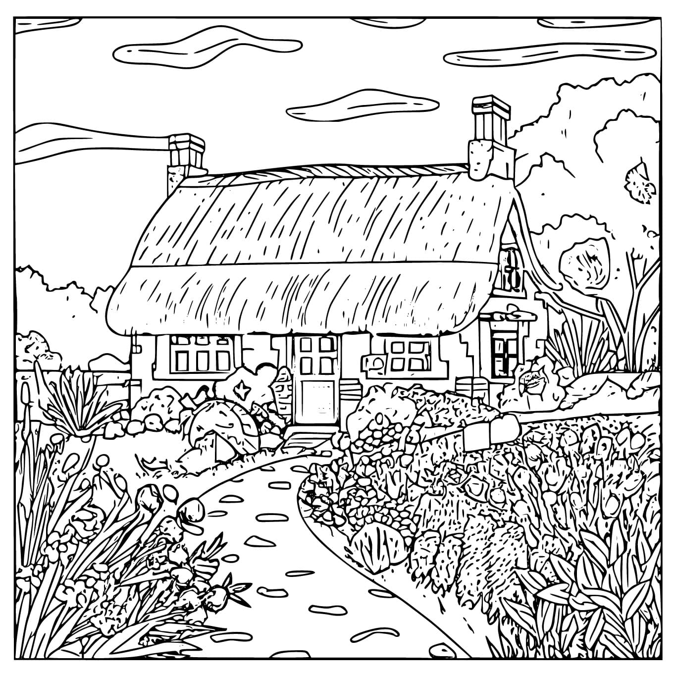 Free printable Cottage coloring page #212640 from Buildings and Architecture collection Free printable Cottage coloring page #212640 from Buildings and Architecture collection