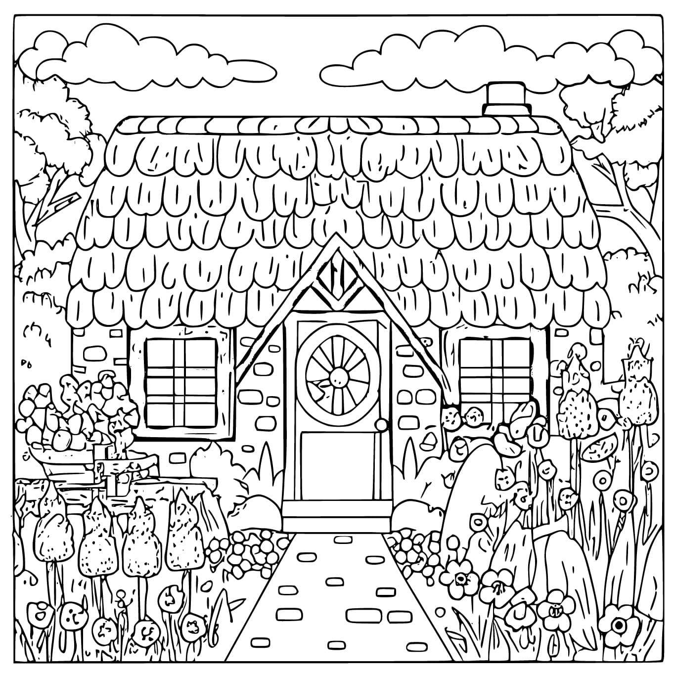 Free printable Cottage coloring page #212641 from Buildings and Architecture collection