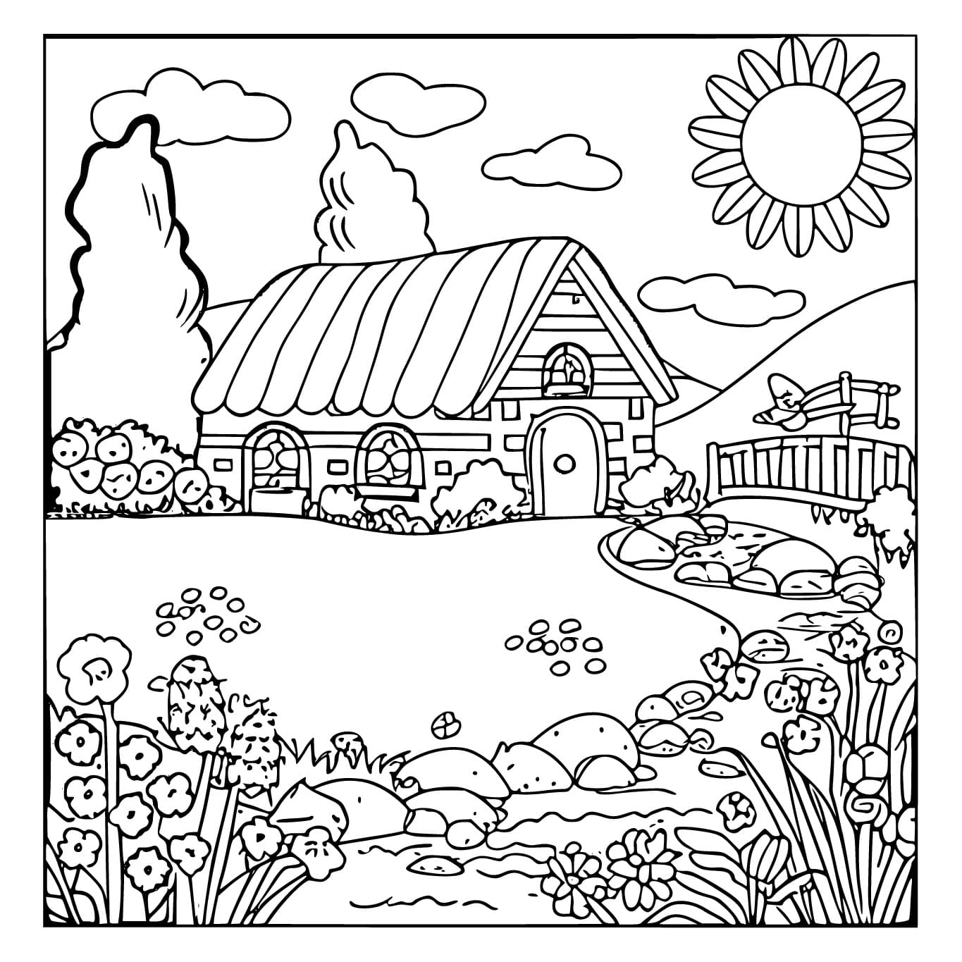 Free printable Cottage coloring page #212656 from Buildings and Architecture collection