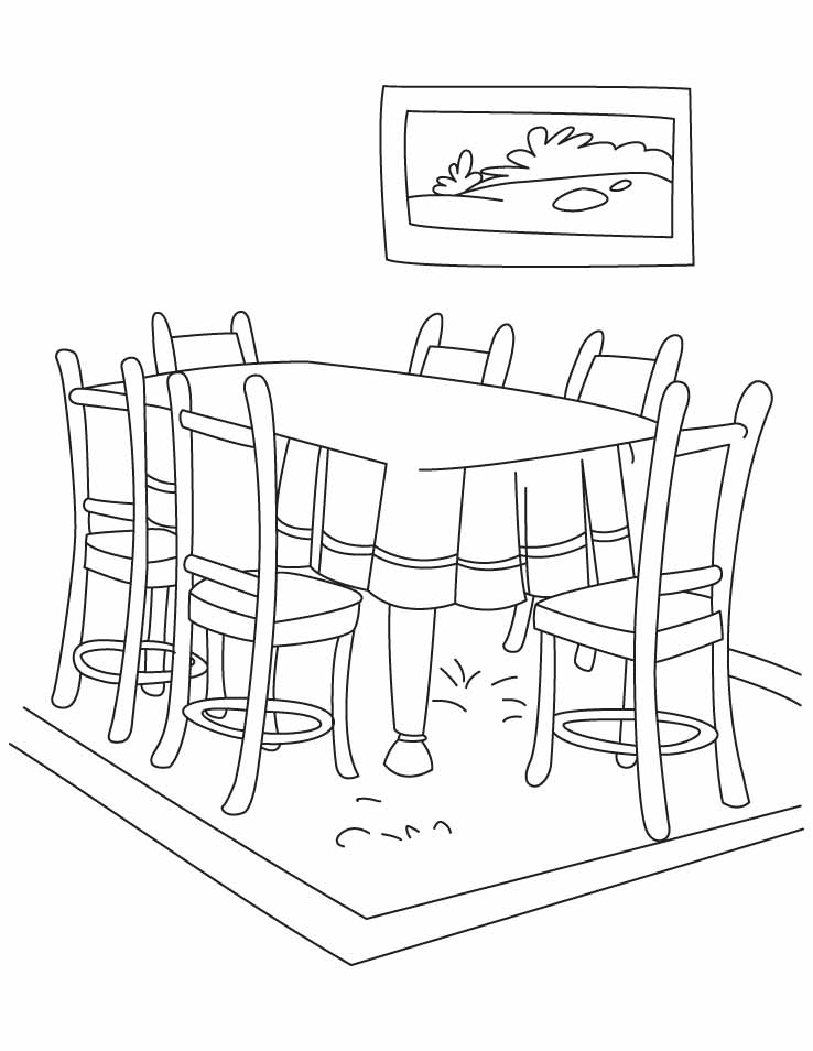 Coloring page: Dinning room (Buildings and Architecture) #63709 - Free Printable Coloring Pages