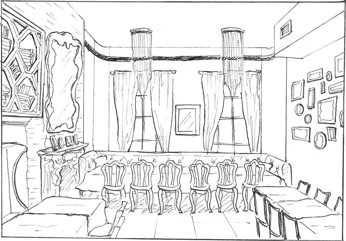 Coloring page: Dinning room (Buildings and Architecture) #66289 - Free Printable Coloring Pages