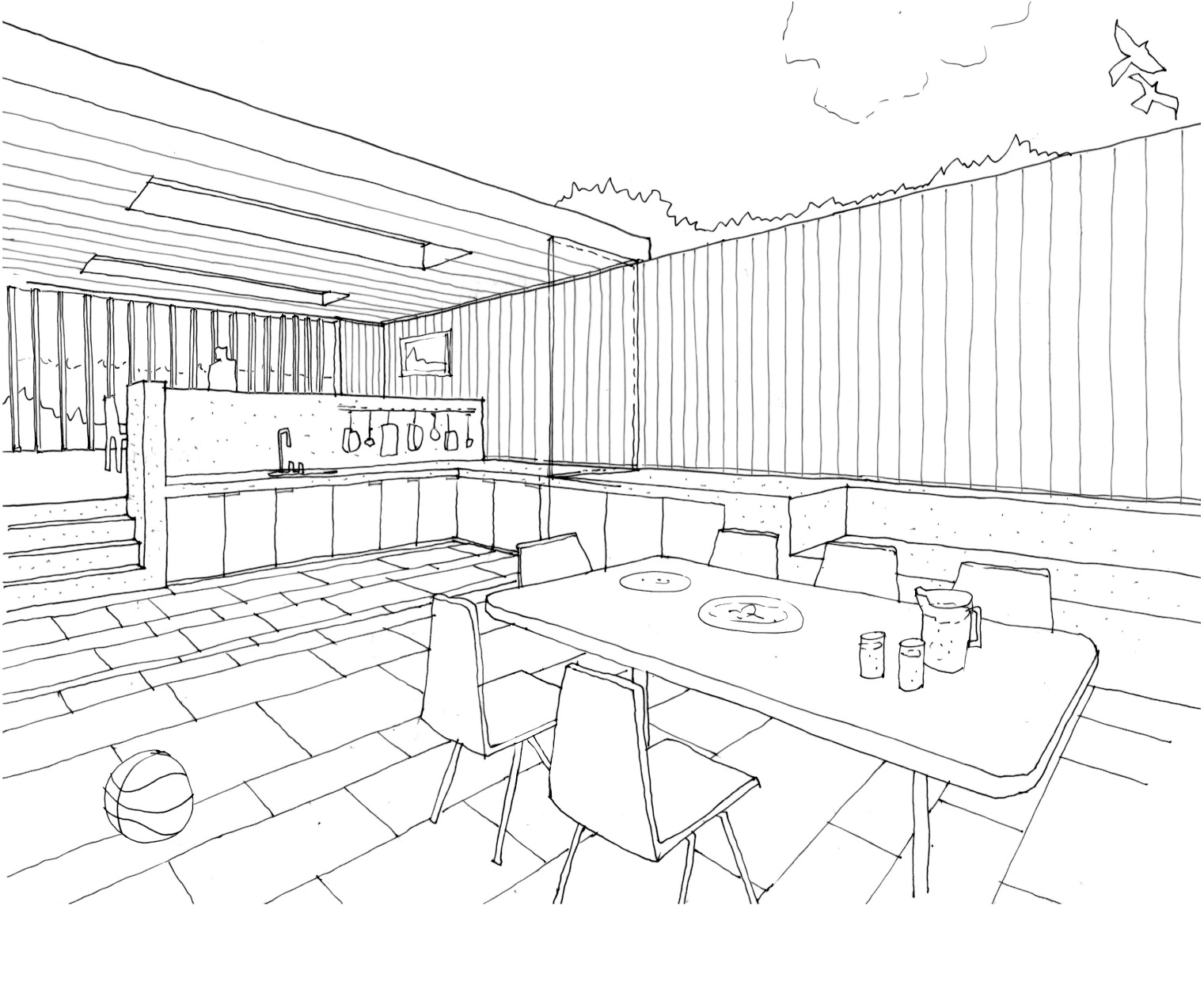 Coloring page: Dinning room (Buildings and Architecture) #66296 - Free Printable Coloring Pages