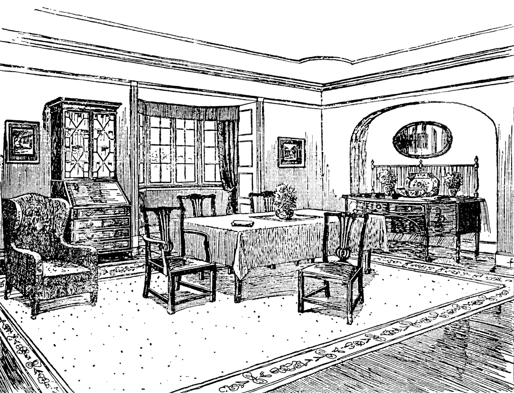 Coloring page: Dinning room (Buildings and Architecture) #66351 - Free Printable Coloring Pages