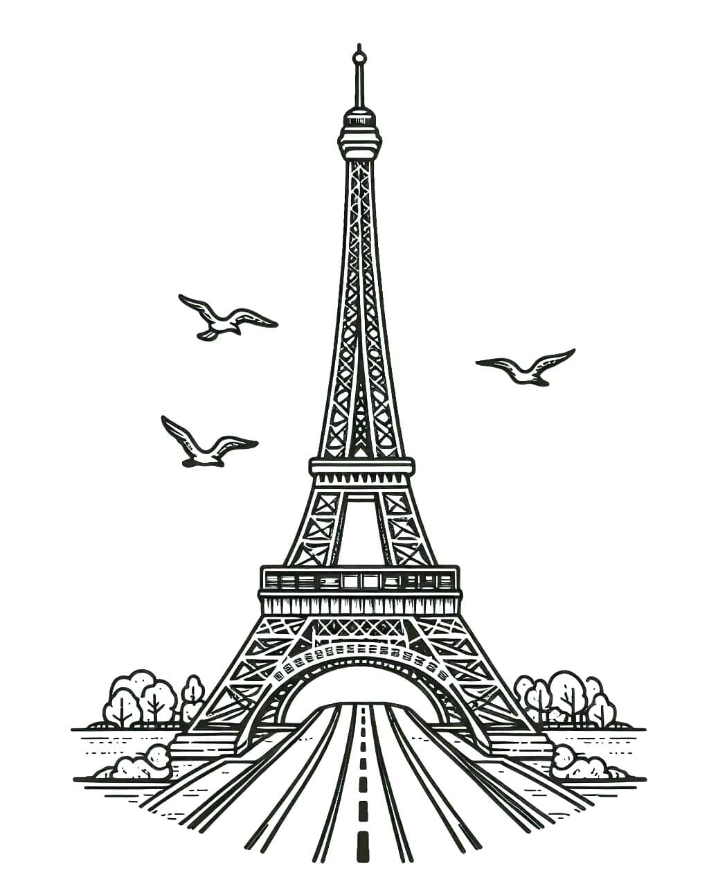 Free printable Eiffel Tower coloring page #219092 from Buildings and Architecture collection
