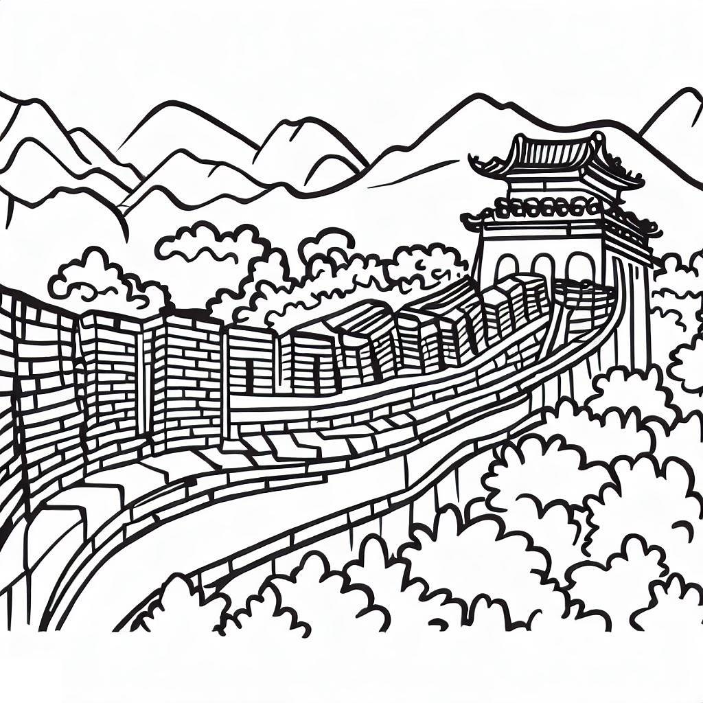 Free printable Great Wall of China coloring page #190418 from Buildings and Architecture collection