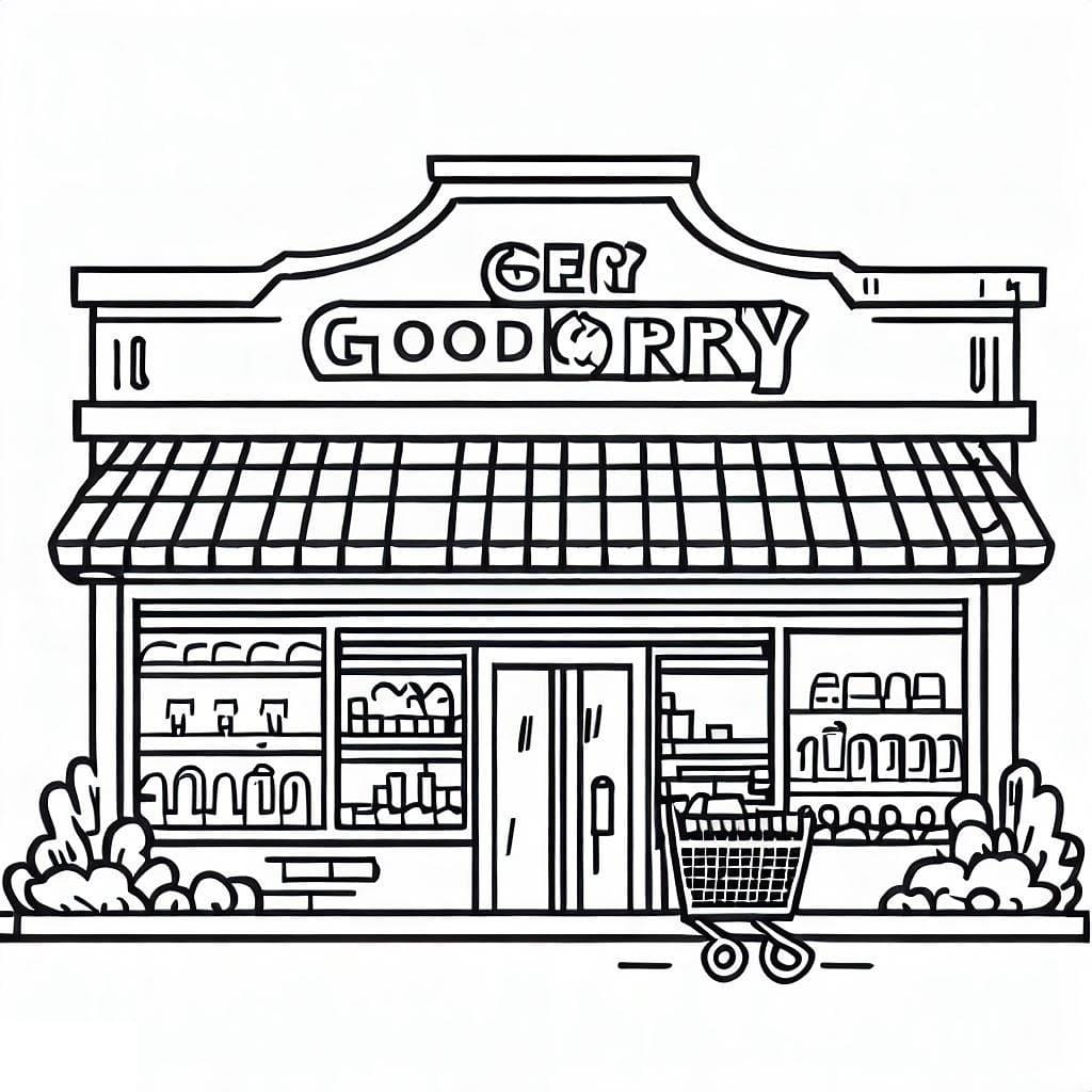 Coloring page: Grocery Store (Buildings and Architecture) #192107 - Free Printable Coloring Pages