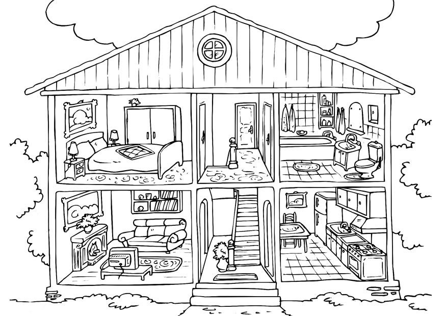 Coloring page: House (Buildings and Architecture) #64730 - Printable coloring pages