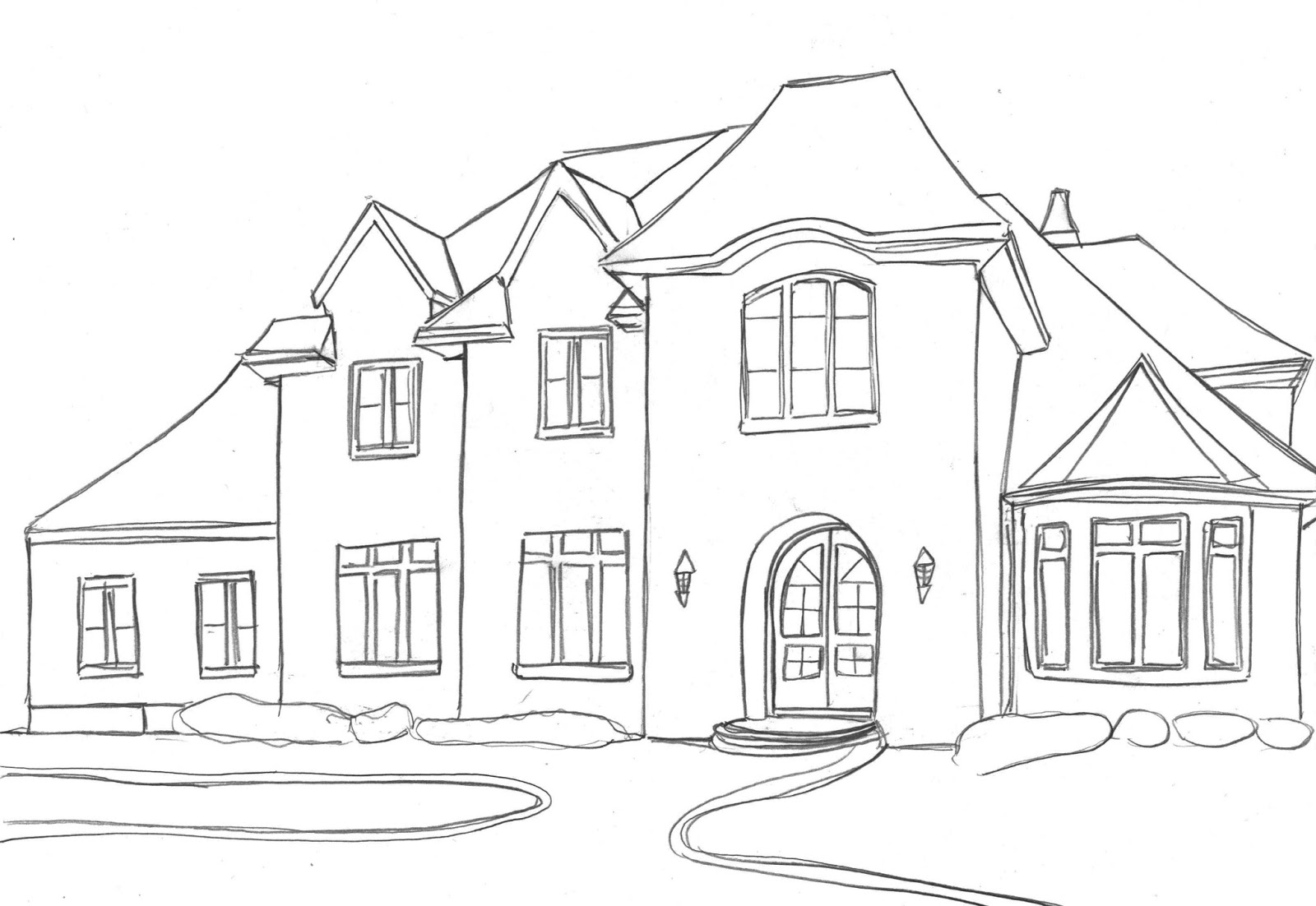 simple house sketch drawing