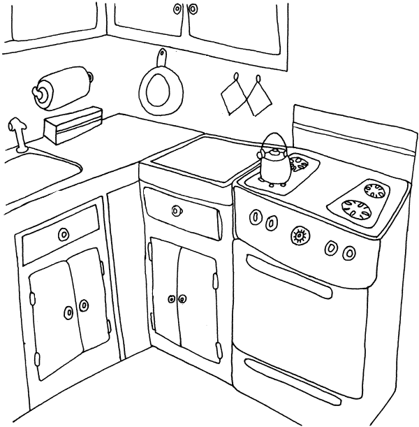 Coloring page: Kitchen room (Buildings and Architecture) #63518 - Printable coloring pages