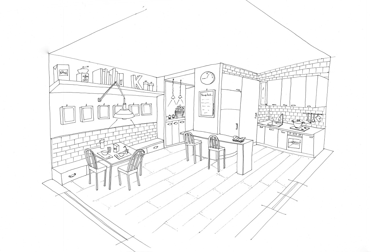 Coloring page: Kitchen room (Buildings and Architecture) #63601 - Free Printable Coloring Pages