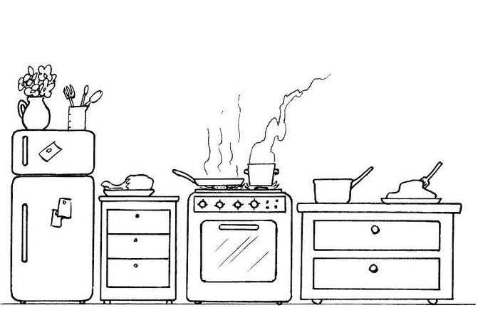 Coloring page: Kitchen room (Buildings and Architecture) #63664 - Free Printable Coloring Pages