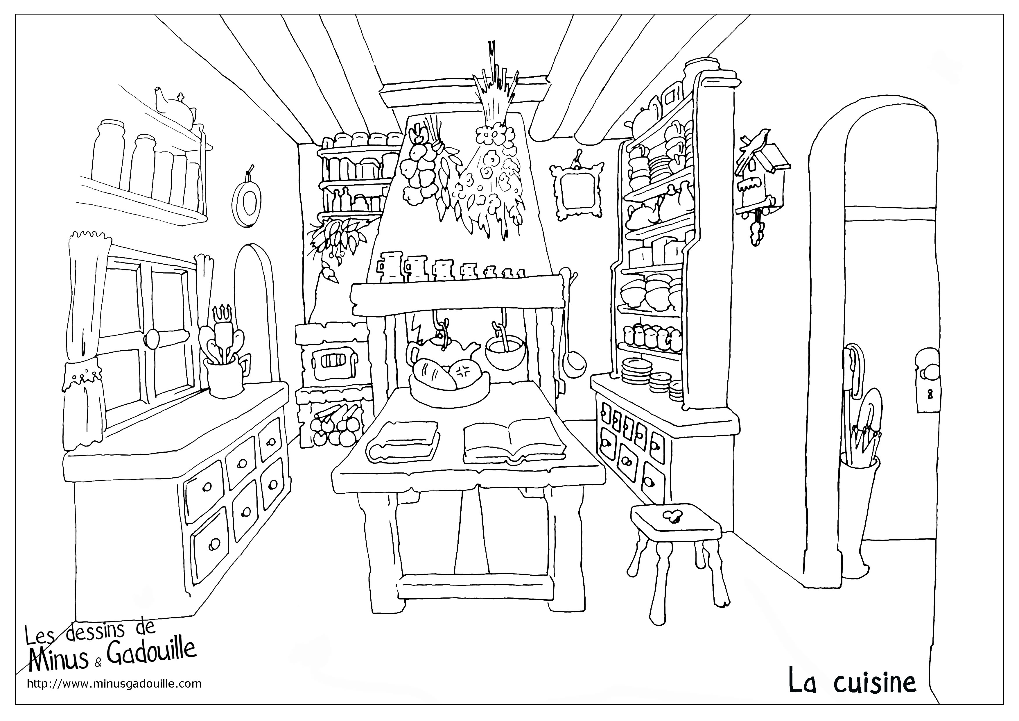 Coloring page: Kitchen room (Buildings and Architecture) #63695 - Free Printable Coloring Pages