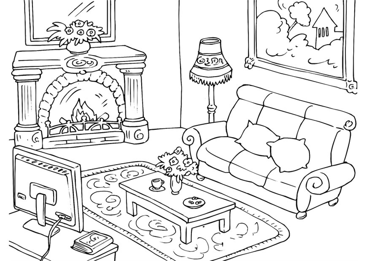 Coloring page: Living room (Buildings and Architecture) #63021 - Free Printable Coloring Pages