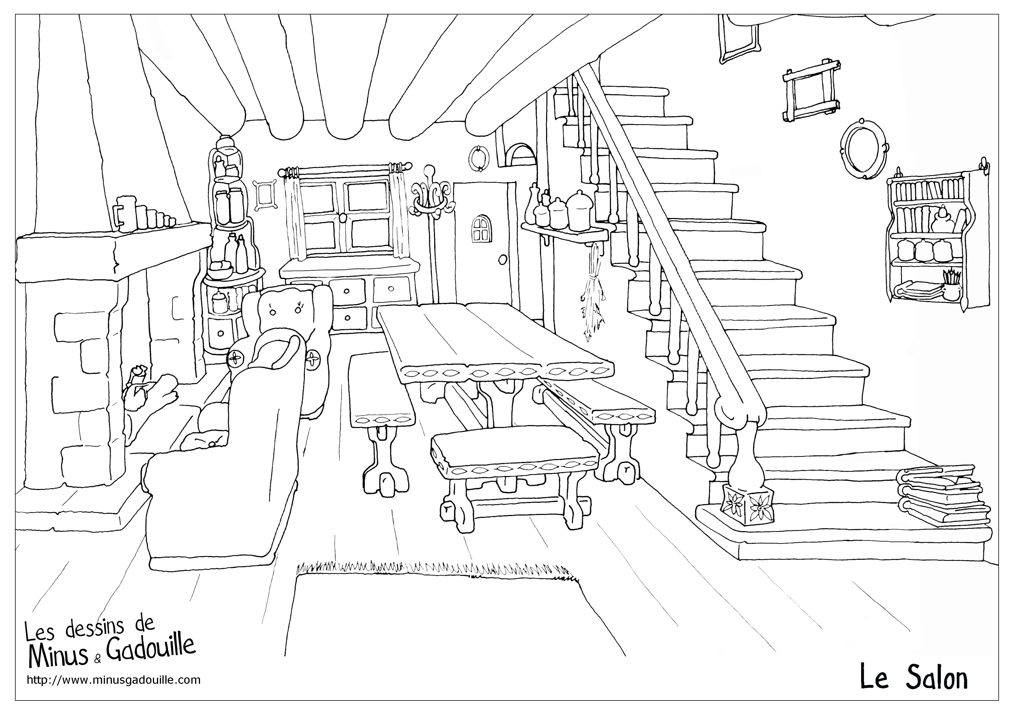 Coloring page: Living room (Buildings and Architecture) #63245 - Printable coloring pages