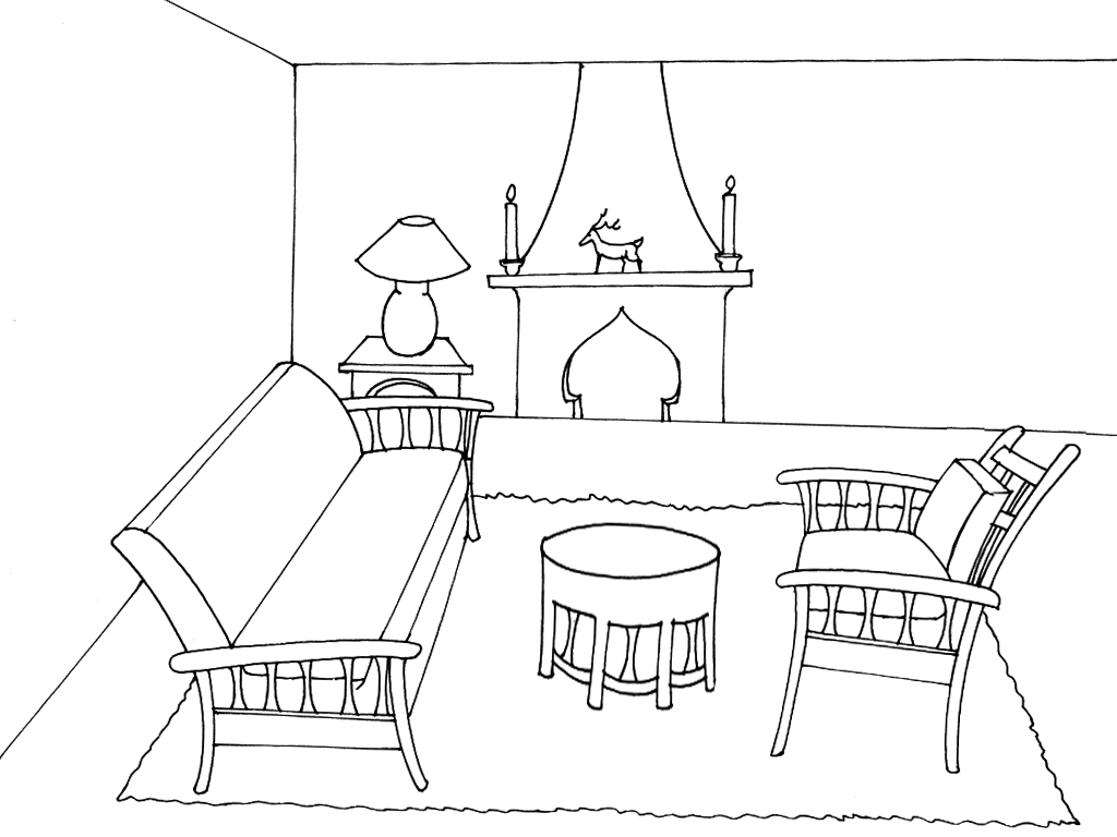 Coloring page: Living room (Buildings and Architecture) #63258 - Free Printable Coloring Pages
