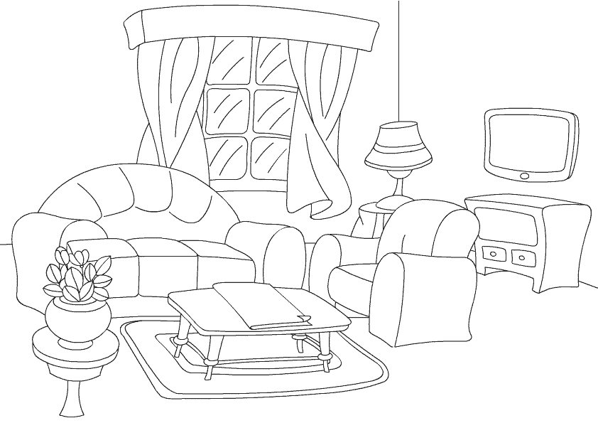 Coloring page: Living room (Buildings and Architecture) #63342 - Free Printable Coloring Pages
