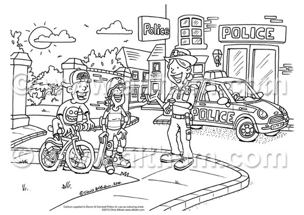 Coloring page: Police Station (Buildings and Architecture) #68910 - Free Printable Coloring Pages