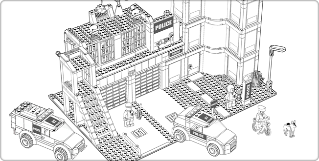 Drawings Police Station (Buildings and Architecture) – Printable