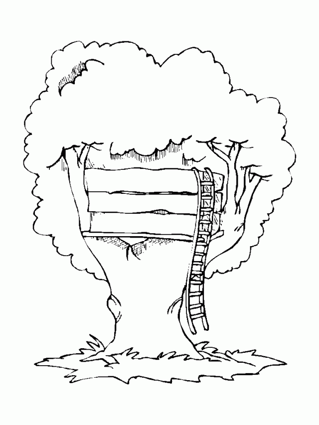 Coloring page: Tree House (Buildings and Architecture) #66026 - Printable coloring pages