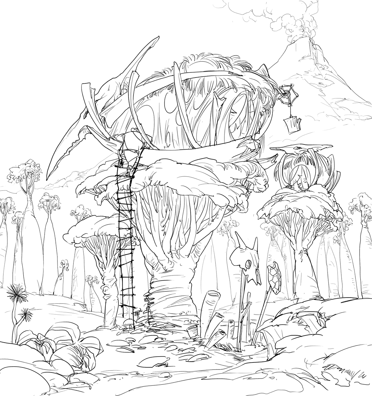Drawing Tree House 66028 Buildings And Architecture Printable Coloring Pages