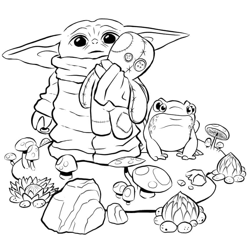 Free printable Baby Yoda coloring page #195063 from Cartoon Characters collection
