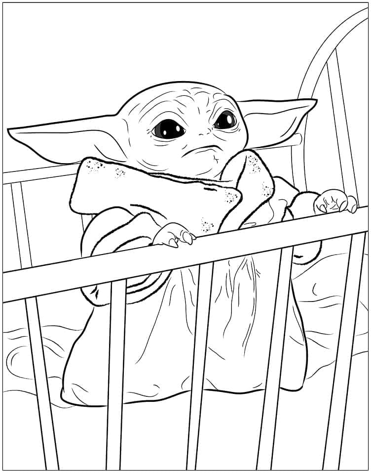Free printable Baby Yoda coloring page #195067 from Cartoon Characters collection