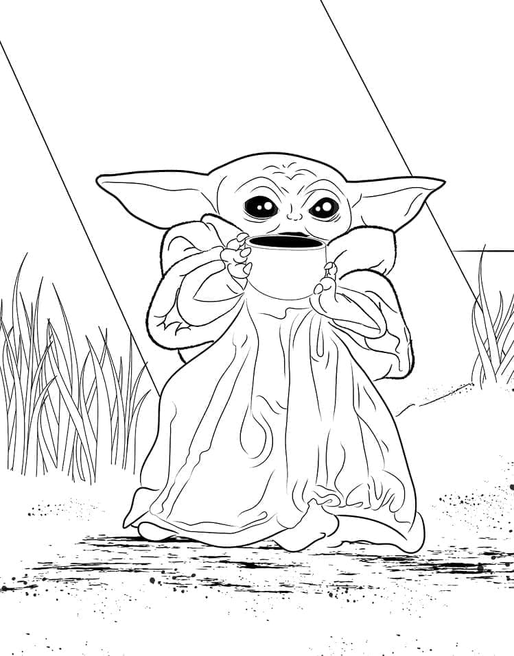 Free printable Baby Yoda coloring page #195085 from Cartoon Characters collection