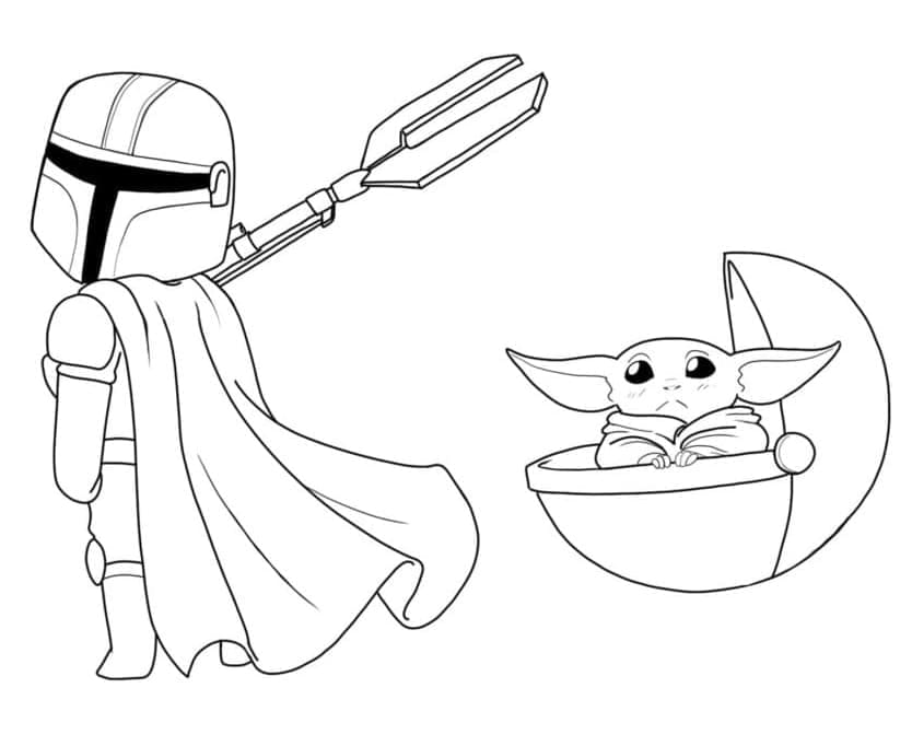 Free printable Baby Yoda coloring page #195088 from Cartoon Characters collection