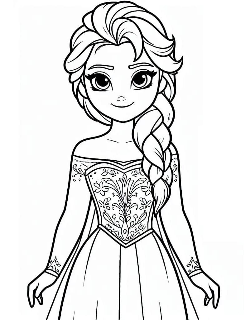 Free printable Elsa coloring page #220099 from Cartoon Characters collection