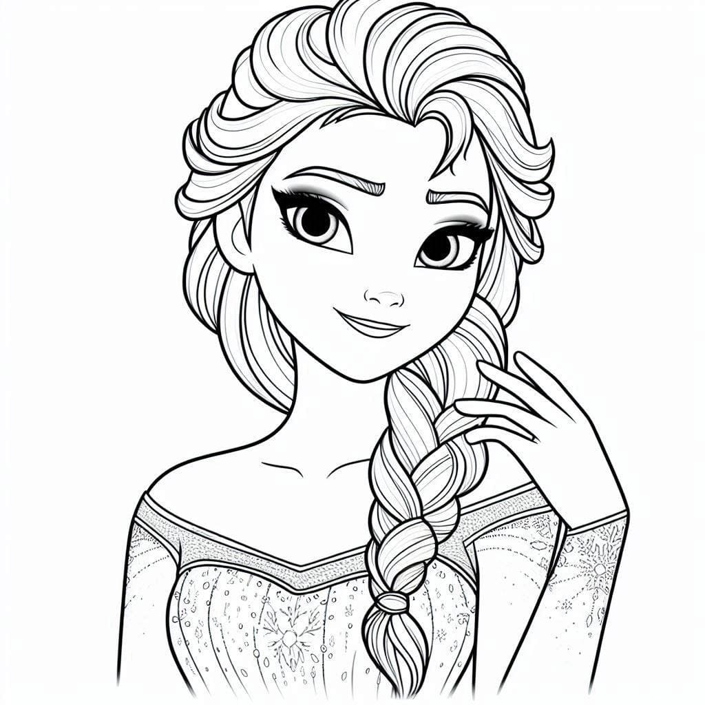 Free printable Elsa coloring page #220100 from Cartoon Characters collection