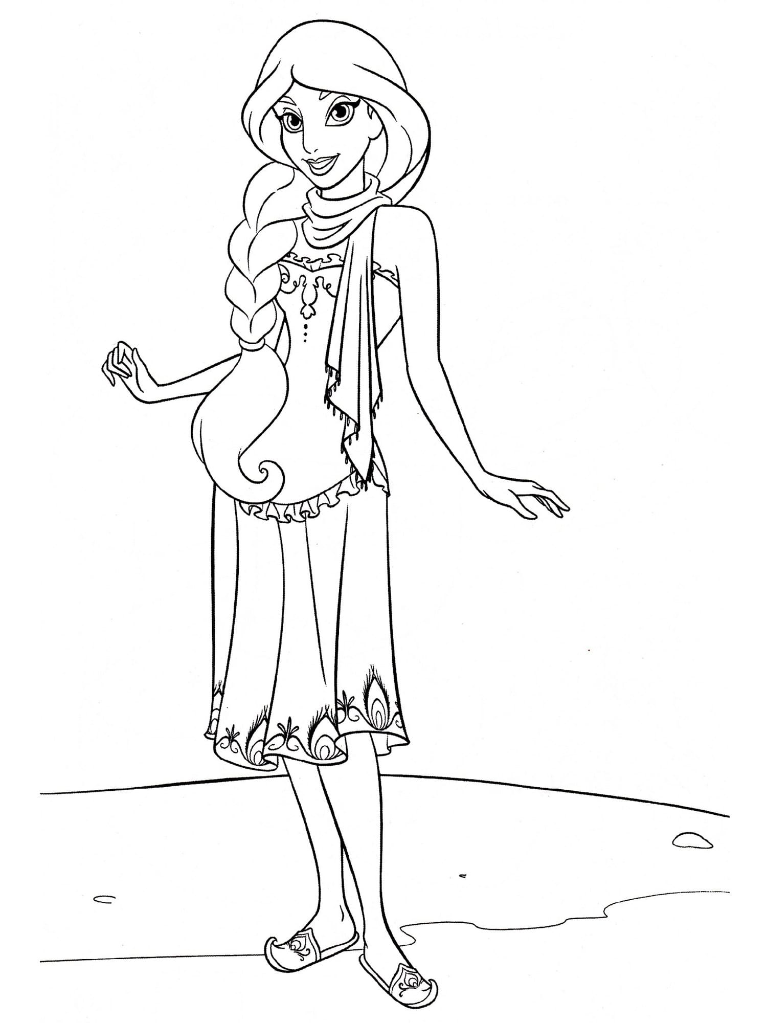 Coloring page: Jasmine (Cartoon Characters) #178612 - Free Printable Coloring Pages
