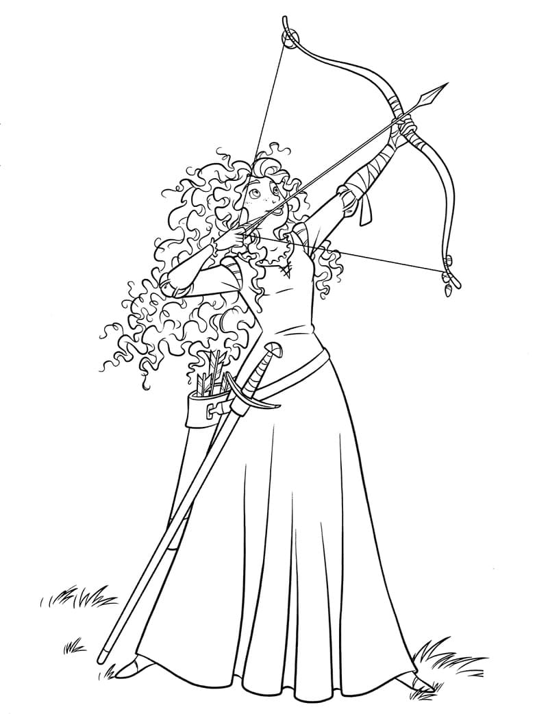 Free printable Merida (Brave) coloring page #182276 from Cartoon Characters collection