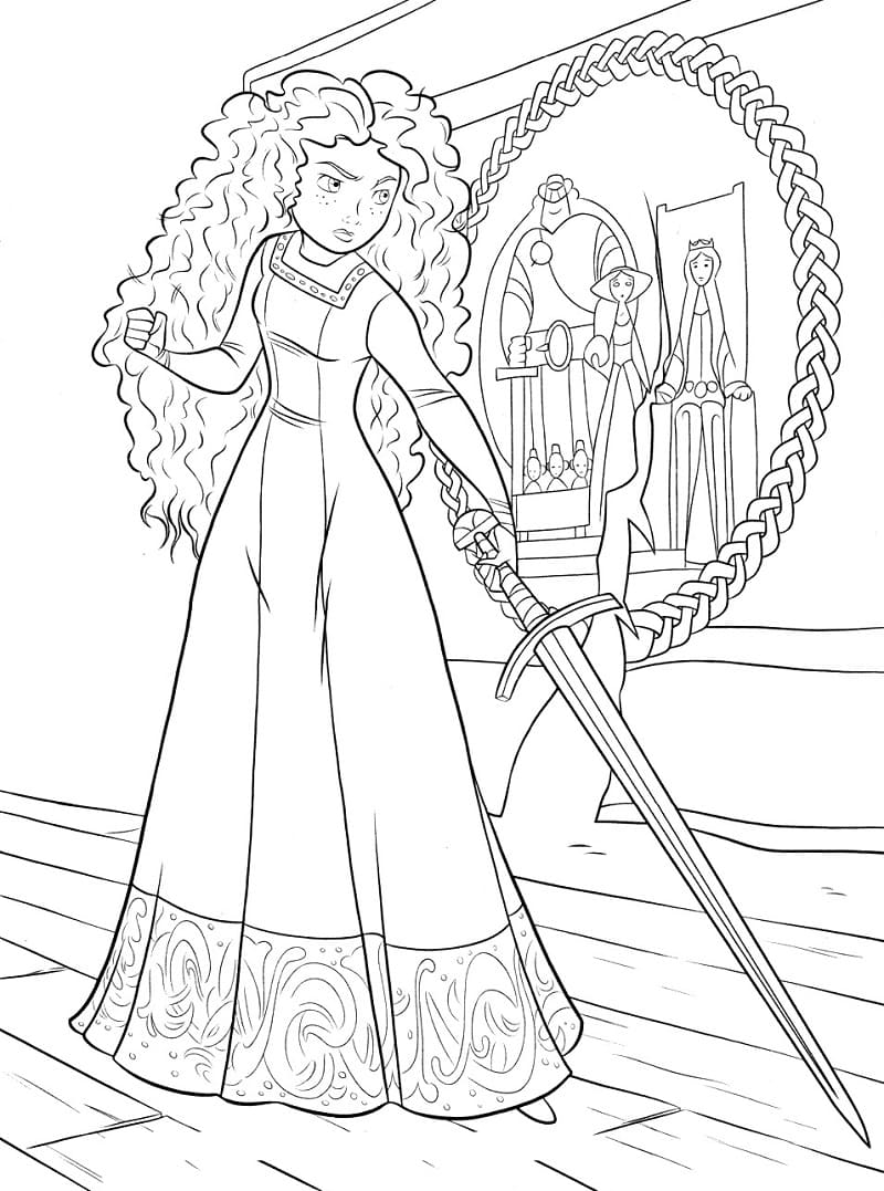 Free printable Merida (Brave) coloring page #182279 from Cartoon Characters collection