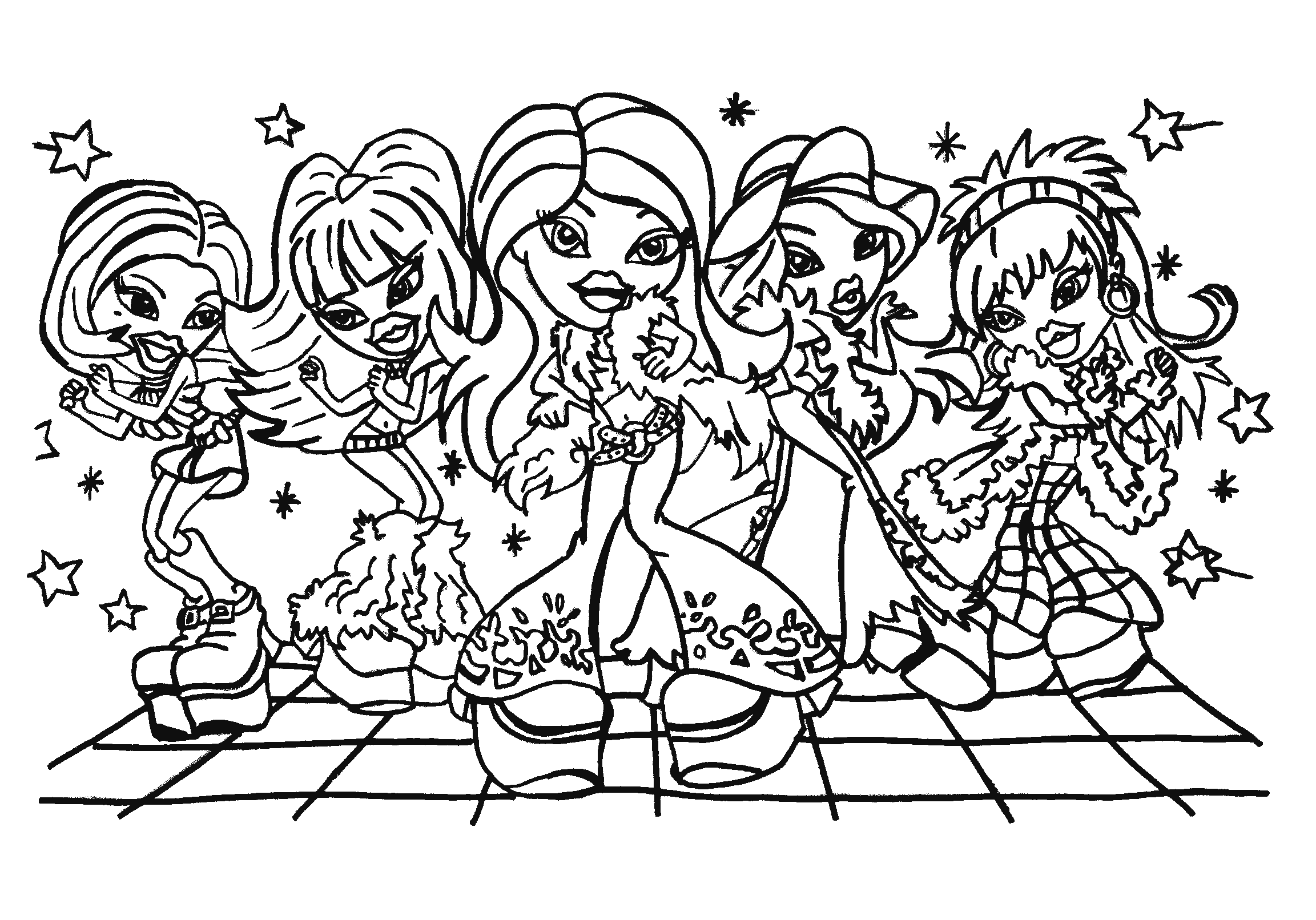 Free printable Bratz coloring page #32424 from Cartoons and Animated Shows collection