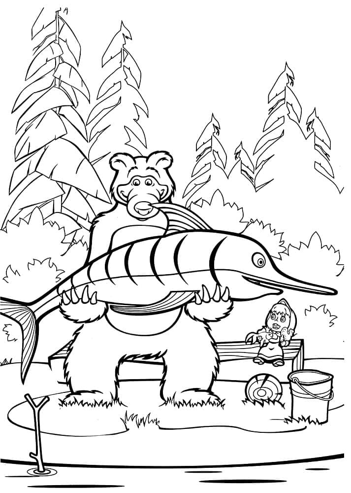 Free printable Masha and the Bear coloring page #215876 from Cartoons and Animated Shows collection