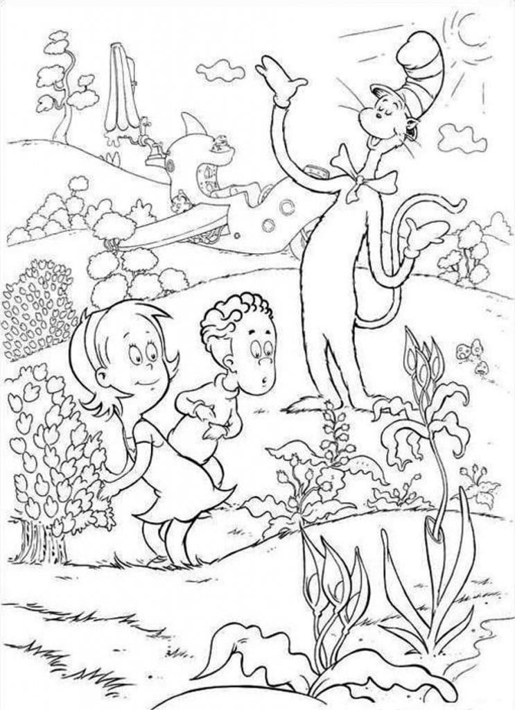 Coloring page: The Cat in the Hat (Cartoons and Animated Shows) #220517 - Free Printable Coloring Pages